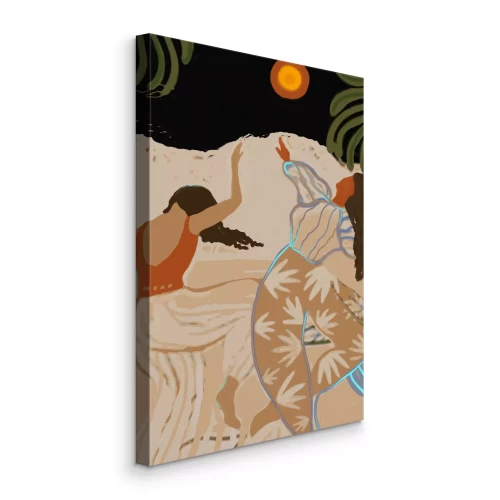 Canvas Abstracte illustratie van dansende vrouwen 's nachts