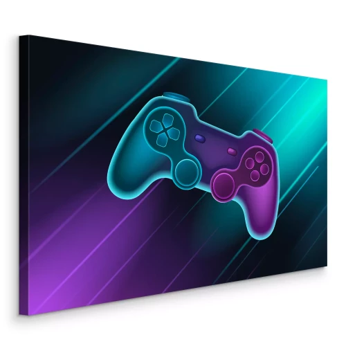 Canvas Gamingcontroller tegen een futuristische achtergrond