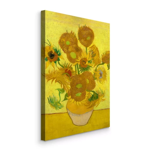 Canvas Een vaas met zonnebloemen in schilderachtige stijl