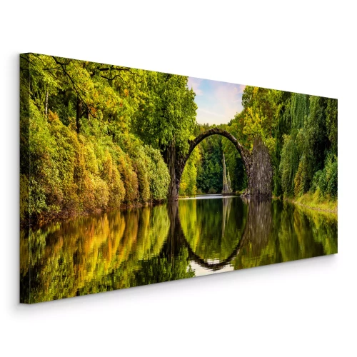 Canvas De Rakotzbrug in Duitsland weerspiegeld in het kalme water