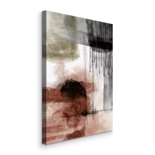 Canvas Een moderne compositie met verfspatten in aardse kleuren