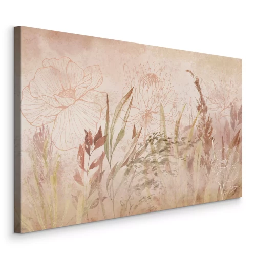 Canvas Delicate wilde planten in poederachtige tinten