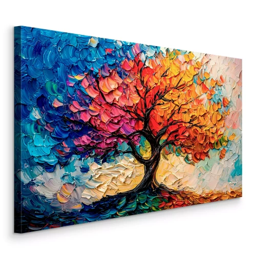 Canvas Artistieke kleurrijke boom beschilderd met verf