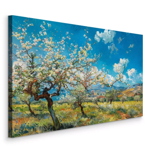Canvas Reproductie van Van Goghs Bloeiende boomgaard