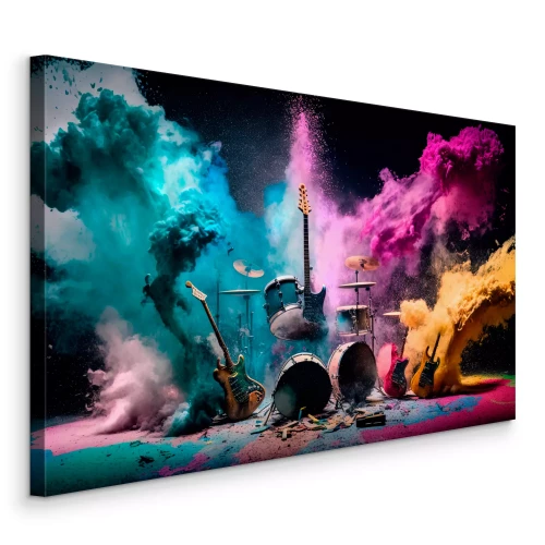 Canvas Instrumenten in kleurrijke aquarel