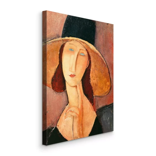 Canvas Artistiek beeld van Jeanne Hebuterne met hoed