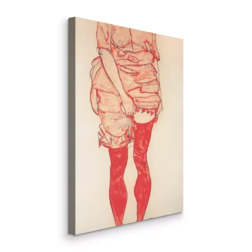 Canvas Een elegant figuur in intense roodtinten