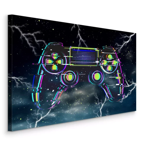 Canvas Gaming controller in neonstijl