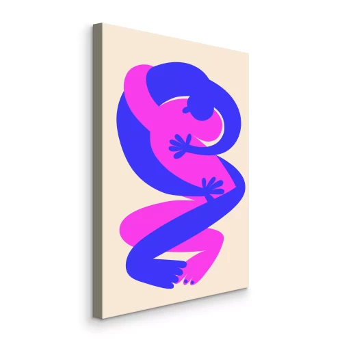 Canvas Twee in elkaar verweven figuren in roze en blauw