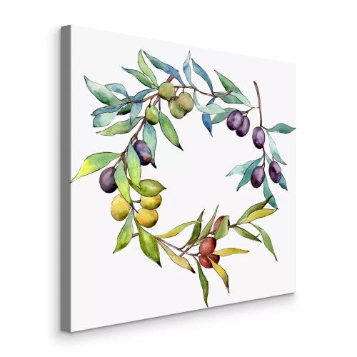 Canvas Aquarel olijfkrans