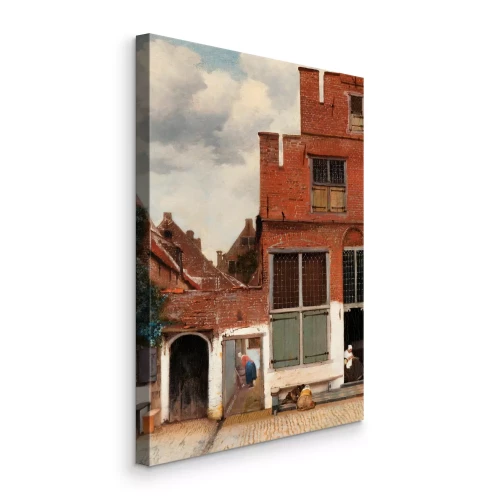 Canvas Een historisch huurhuis met een bakstenen gevel