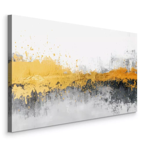 Canvas Abstracte verfspatten in tinten goud en grijs