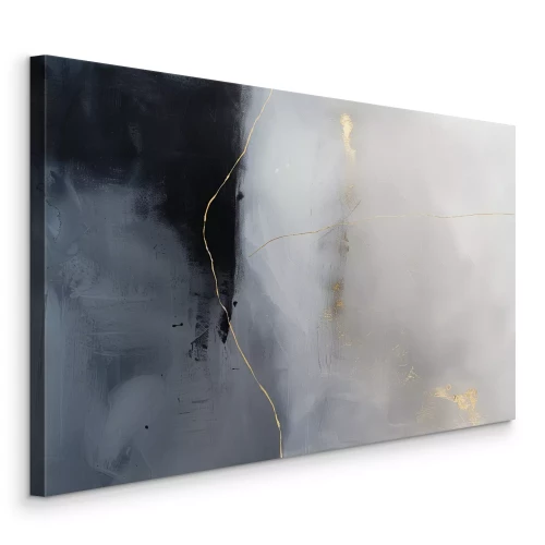 Canvas Moderne schilderkunst in tinten grijs en goud