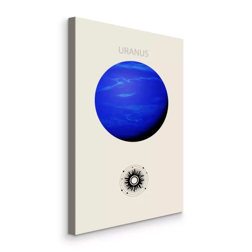 Canvas Uranus, de blauwe planeet op een beige achtergrond