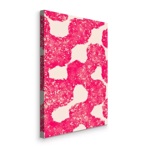 Canvas Een abstract motief met onregelmatige vormen in roze.