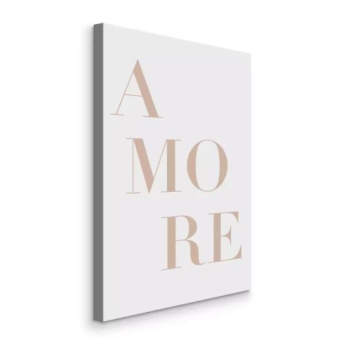 Canvas Beige Amore-letters op een grijze achtergrond