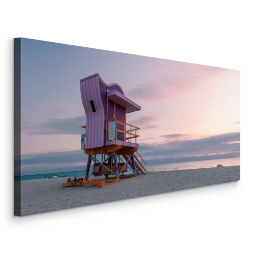 Canvas Een moderne reddingscabine in pastelkleuren