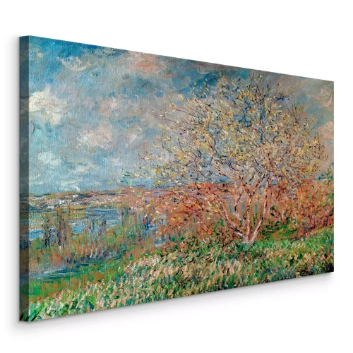 Canvas Een herfstboom bedekt met hoog gras