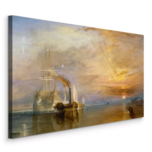 Canvas Een oud zeilschip op kalme golven in de schemering