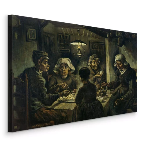 Canvas Vrouwenavonddiner aan een gemeenschappelijke tafel