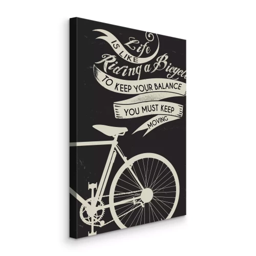 Canvas Een fiets met een motiverende quote