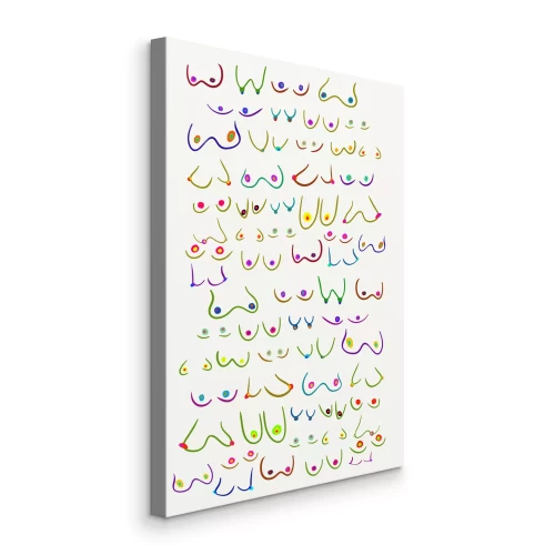 Canvas Kleurrijke abstracte tekeningen van vrouwelijke borsten