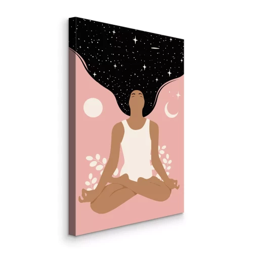 Canvas Illustratie van een vrouw met sterren in haar haar