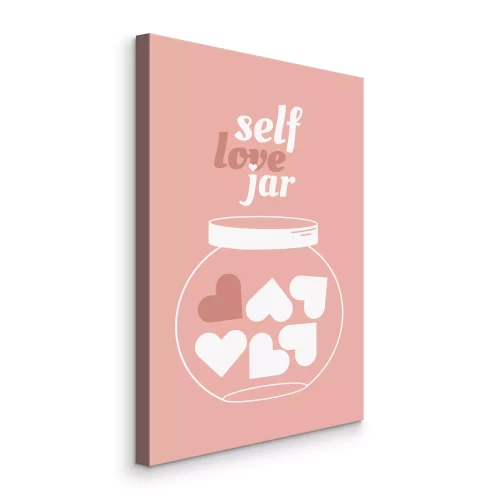Canvas Een roze illustratie met een zelfacceptatiethema