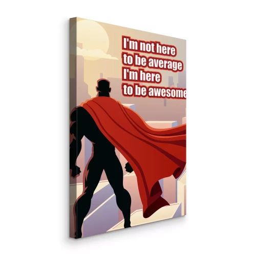 Canvas Een figuur in een rode cape tegen de achtergrond van de stad