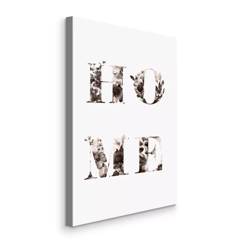 Canvas Bloementypografie met het opschrift over thuis
