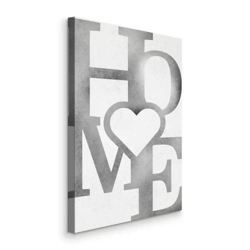 Canvas Typografie over een huis met een hartmotief