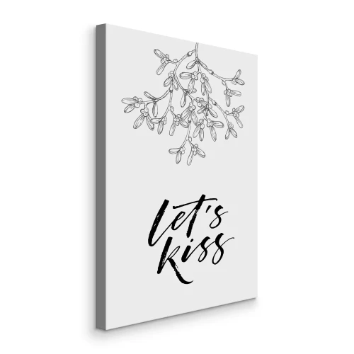 Canvas Opschrift over een kus onder de maretak