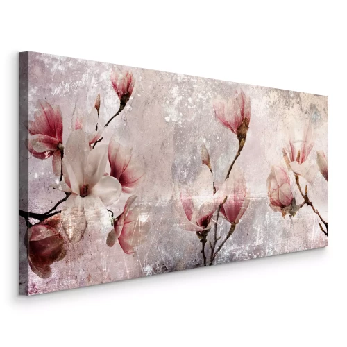 Canvas Vintage roze magnolia takken