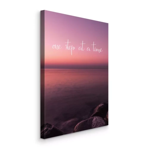 Canvas Roze lucht boven water met motiverende quote