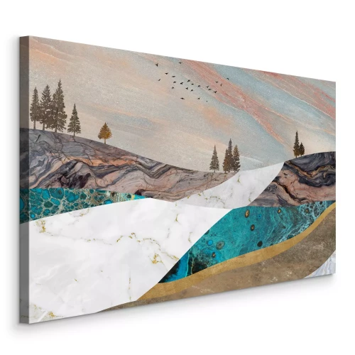 Canvas Artistieke landschappen in marmertexturen