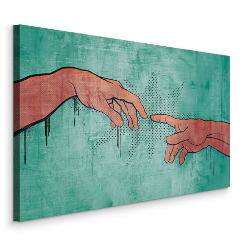 Canvas Pop-art handen uit De schepping van Adam