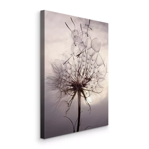 Canvas Een heldere paardenbloem tegen de lucht