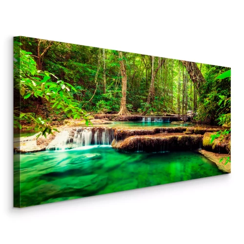 Canvas Smaragdgroene waterval in het bos