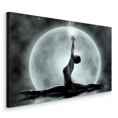 Canvas Een vrouw in de spleten tegen een volle maan