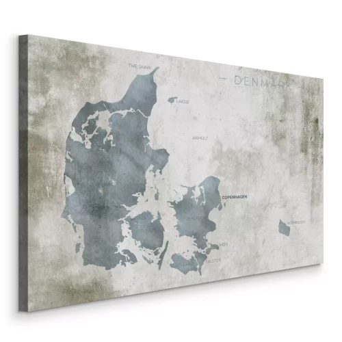 Canvas Blauwe grenzen van Denemarken op een oude achtergrond