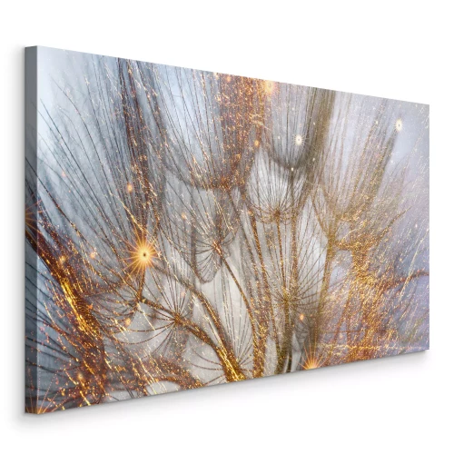 Canvas Paardenbloemen met gouden reflecties
