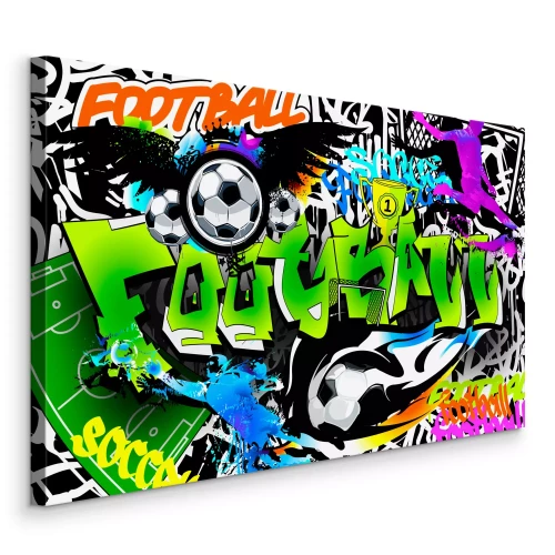 Canvas Jeugdvoetbalgraffiti in kleuren