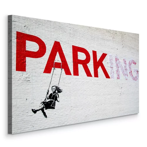 Canvas Reproductie van Banksy-meisje op een schommel