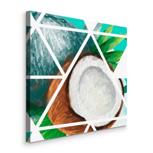 Canvas Een gesneden kokosnoot in grafische segmenten
