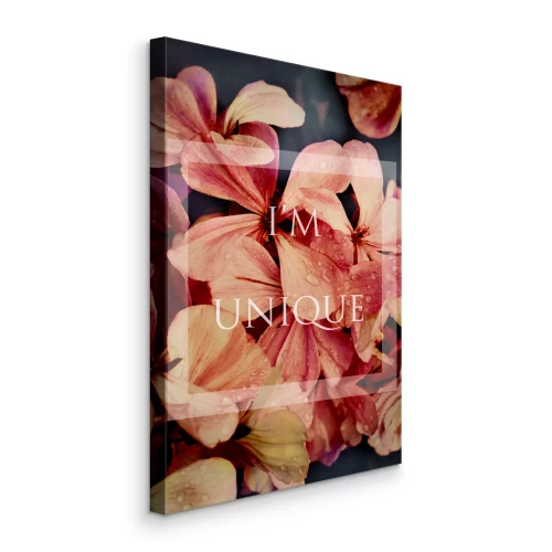 Canvas Inscriptie op een achtergrond van bloemblaadjes