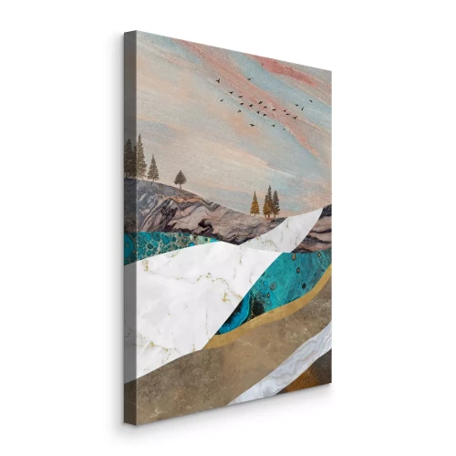 Canvas Gelaagde landschapsafbeelding met bomen