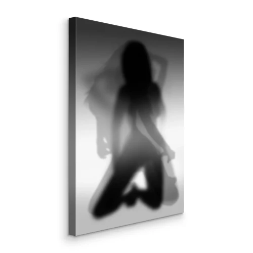 Canvas De omtrek van een vrouw in een diffuse gloed