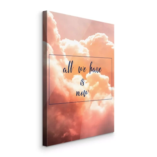 Canvas Zonsondergang in de wolken met een citaat