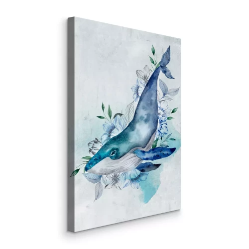 Canvas Aquarel walvis schilderij