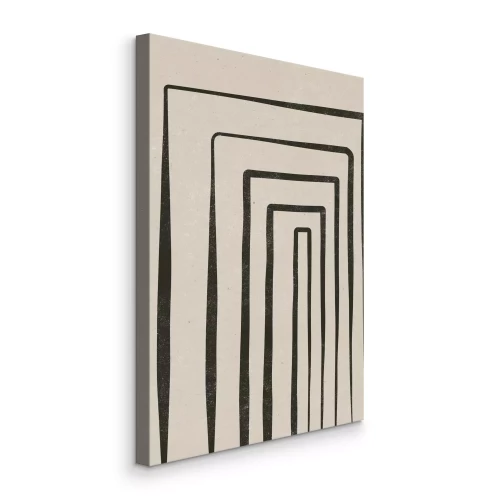 Canvas Abstracte zwarte rechthoeken op een beige achtergrond